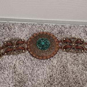 Genuine leather turquoise decorative belt